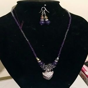 Neckless and earrings, real amatis stone